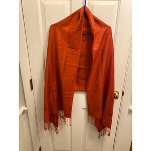 Vintage Pashmina Women's One Size Silk Blend Orange Scarves Wrap